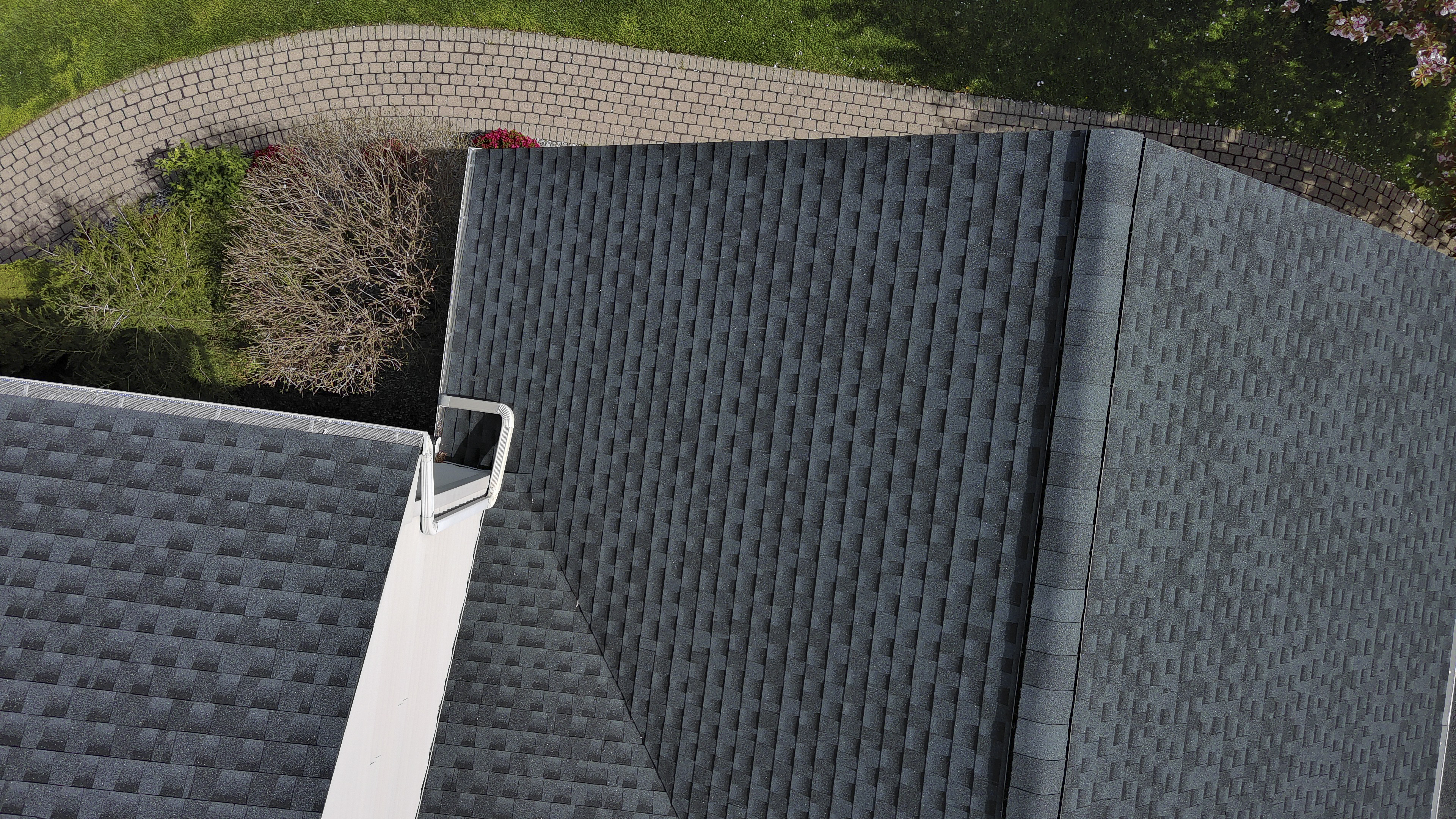 Aerial photo of asphalt shingle roof